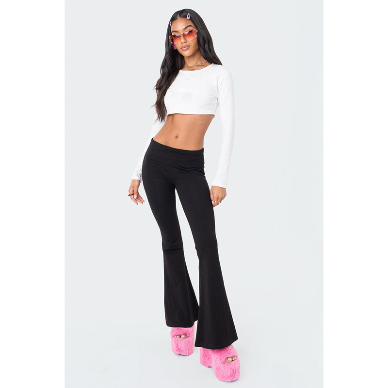 Solid Color Casual Sport Flare Pants MIL 6686