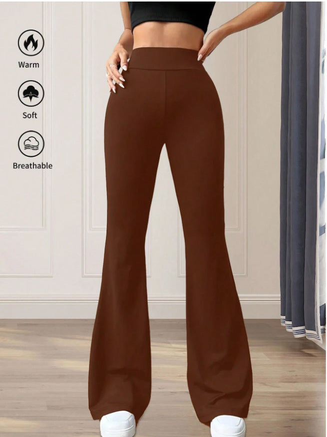 Solid Color High Waist Flare Pants GDYF 3517
