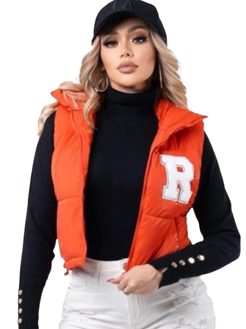 Print Sleeveless Zipper Warm Vest Jackets YH 9007