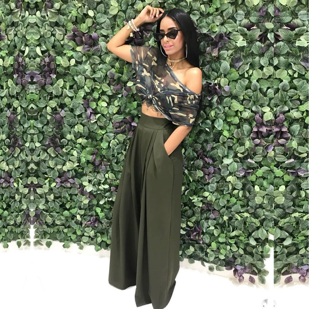 Plus Size Solid Color Loose Wide Leg Pants SH S2018