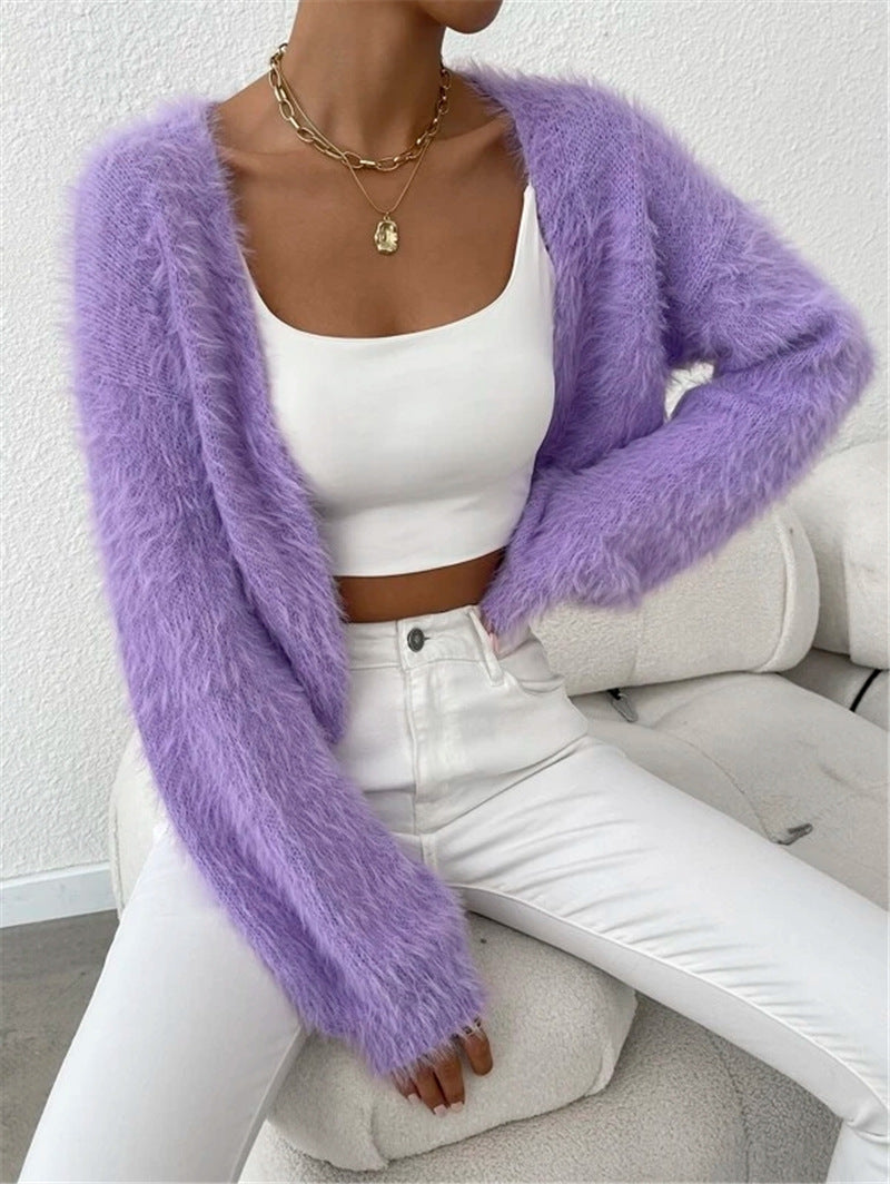 Solid Color Long Sleeve Knits Cardigan GZYF 1077