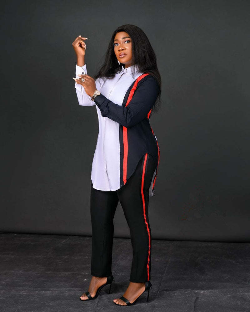 Solid Color Stripe Pants SHMF 6135