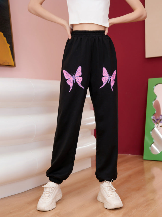 Loose Butterfly Print Sweatpants GYXN 52559