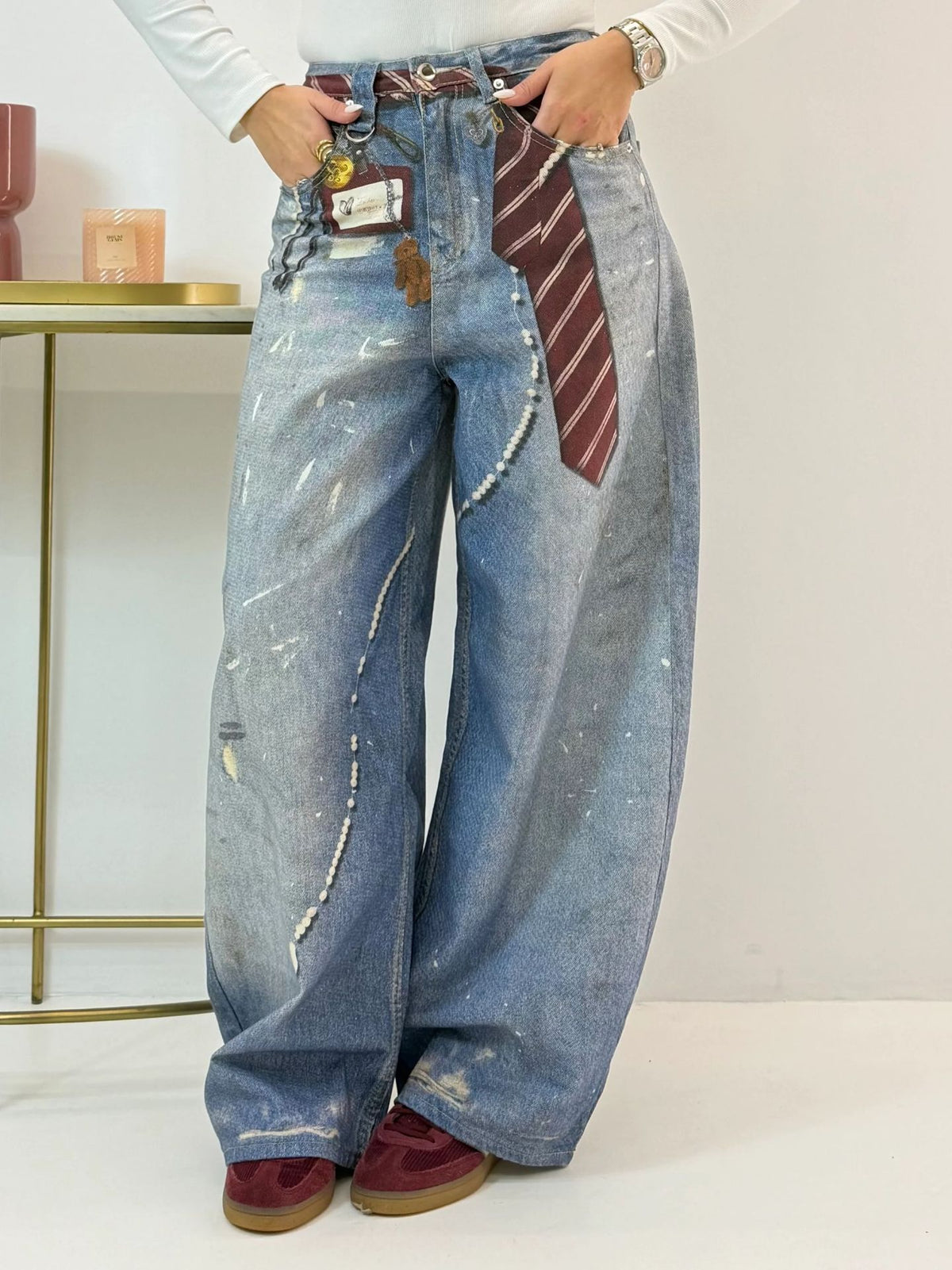 Plus Size Fashion Washed Straight Jeans GYLN 3648