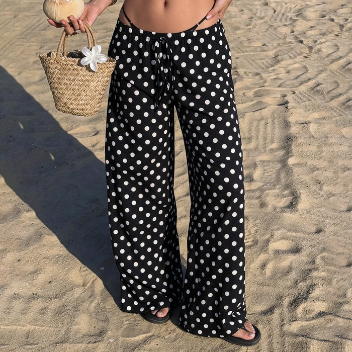 Polka Dots Print Straight Pants GPKJ MR48759