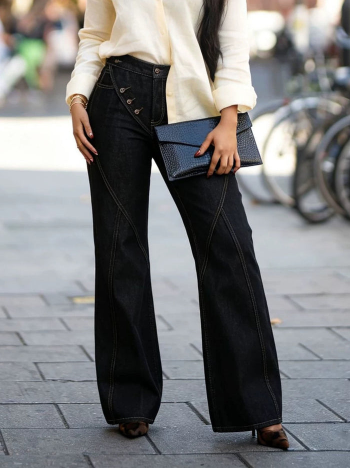 Plus Size Washed Flare Jeans GYLN 8093