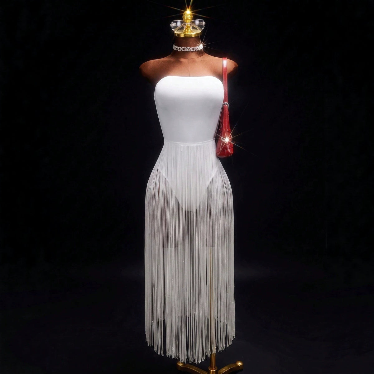 Off Shoulder Backless Tassel MaxI Dress GHYX TXY5493