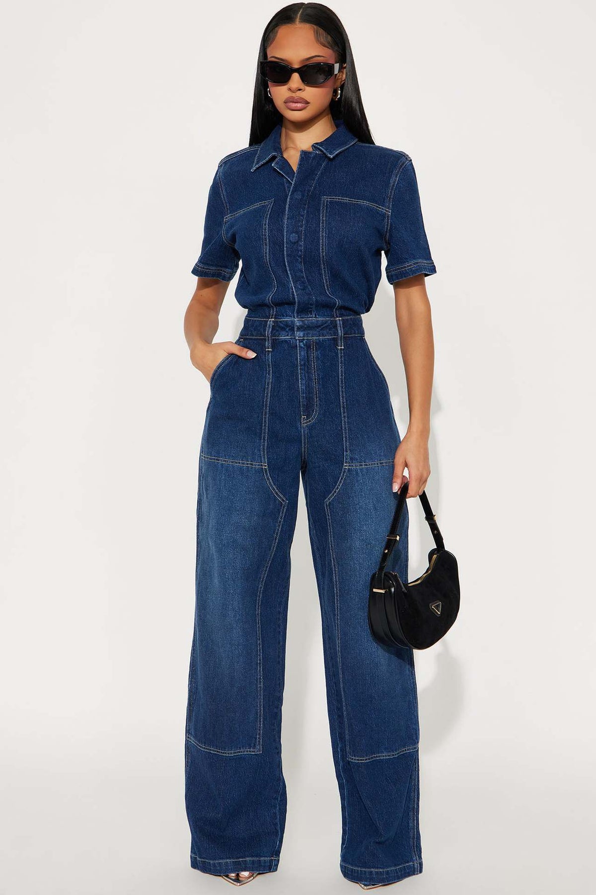 Fashion Short Sleeve Denim Jumpsuit LX 8605