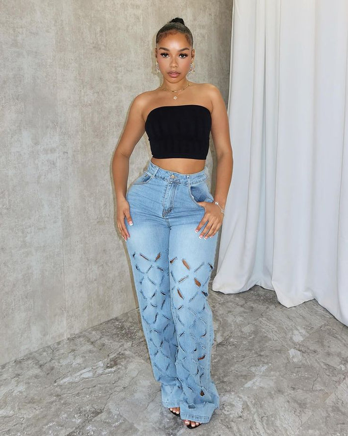 Fashion Holes Washed Jeans SHMF 6202