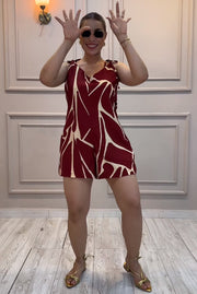 Print Tie Up Loose Romper NY 10869