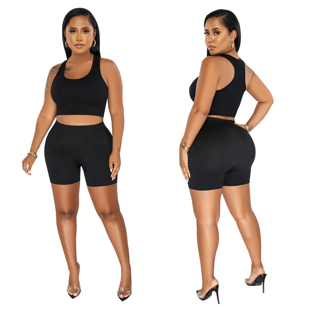 Casual Sports Tank Top Shorts Two Piece Set YF 10394