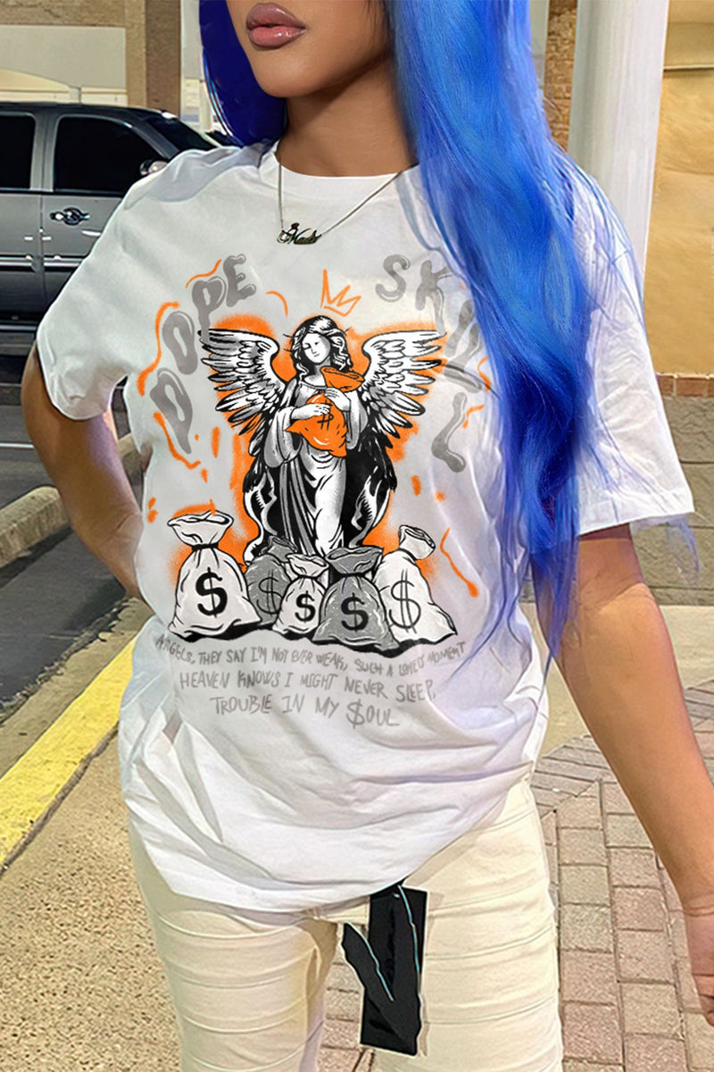 Casual Loose Print T Shirt GXJL 10011