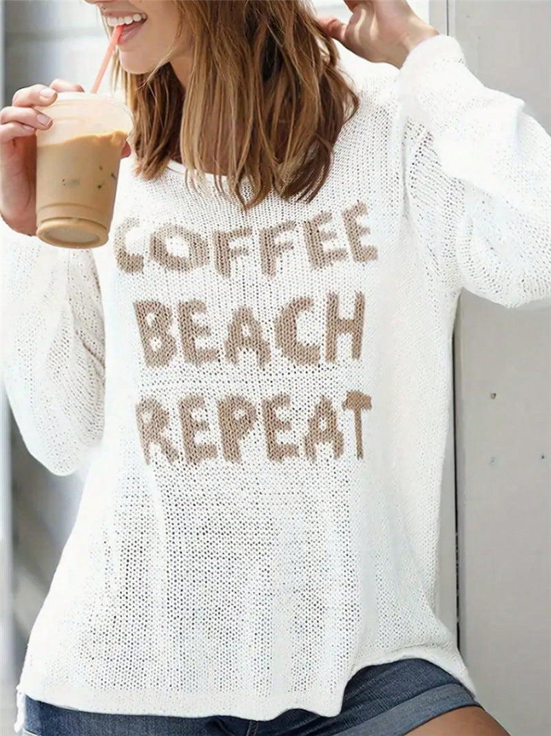 Letter Print Loose Knits Tops GZYF 1188