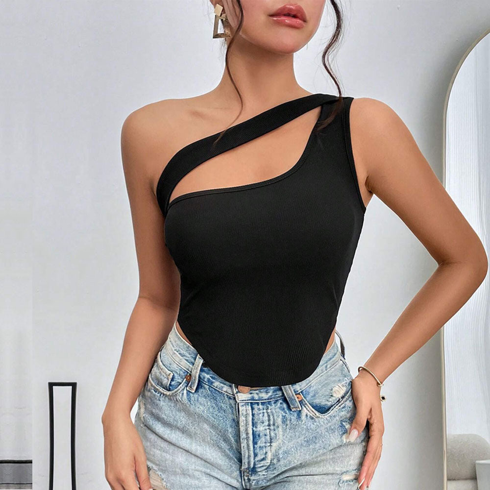 Singles Shoulder Irregular Hollow Tank Tops GYSQ CVDE1880