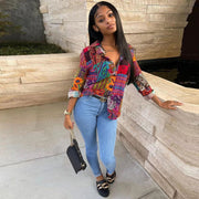 Fashion Print Long Sleeve Shirt WMEF 20810