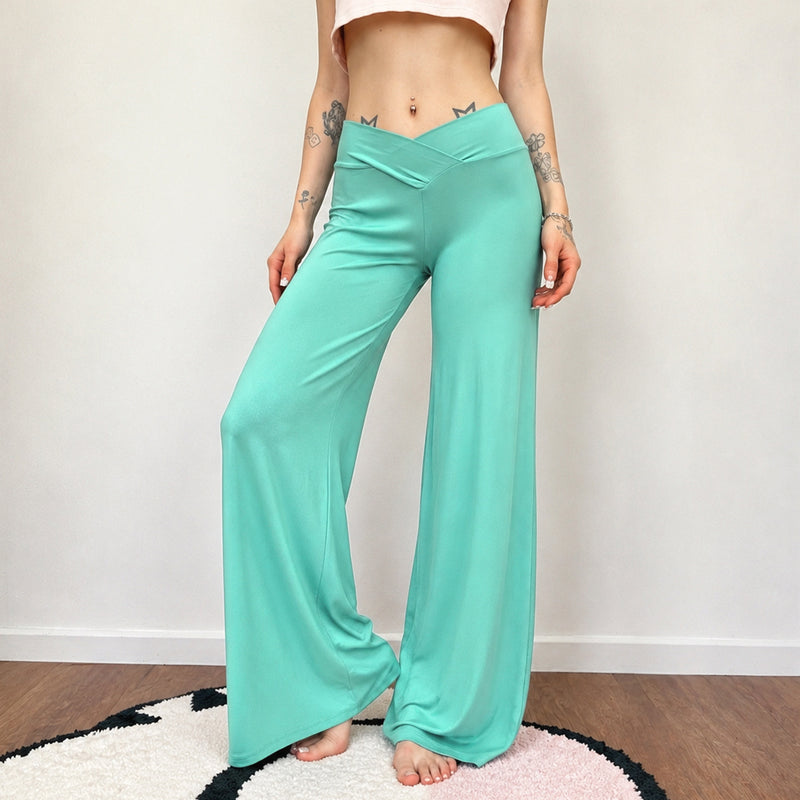 Solid Color Wide Leg Knits Pants GPKJ MR50455