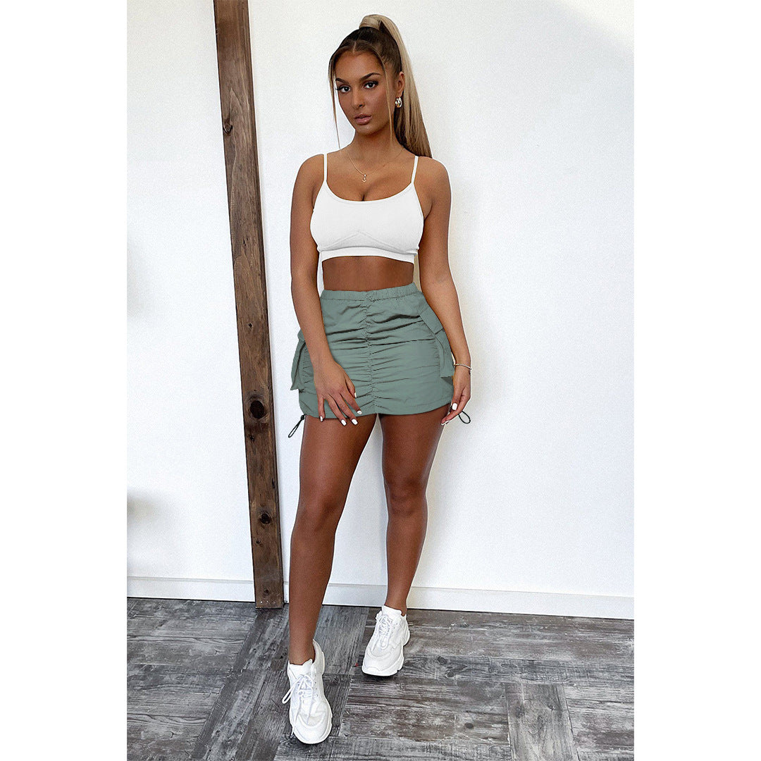 Solid Drawstring Pleated Sport Skirts ASL 6670