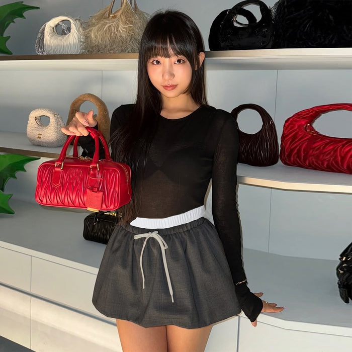 Fashion Contrast Color Half Body Skirt GFRT 41888SBG