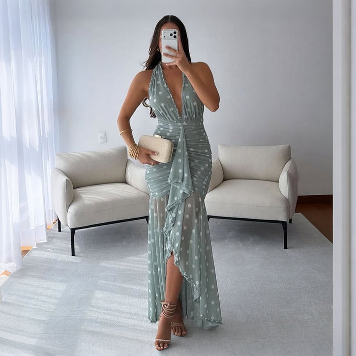 Halterneck Print Sleeveless Maxi Dress CYA 902383