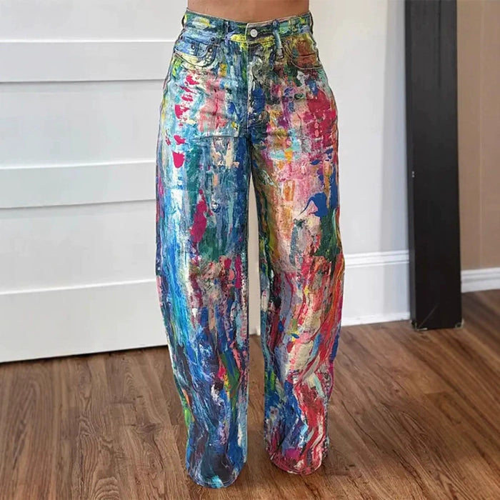 Print Casual Loose Straight Jeans GSMJ 8020