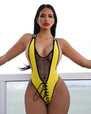 Plus Size Sexy Mesh Patchwork One Piece Swimsuit LSD 8094