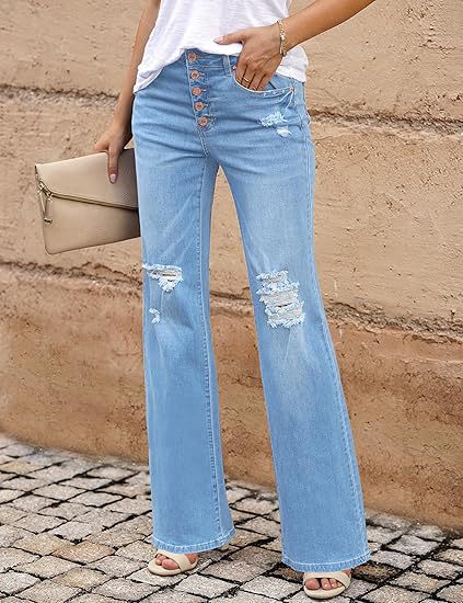 Fashion Loose Holes Mirco Flare Jeans GSMF ZT3115