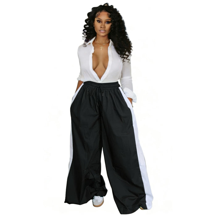 Contrast Color Loose Sport Pants IV 8600