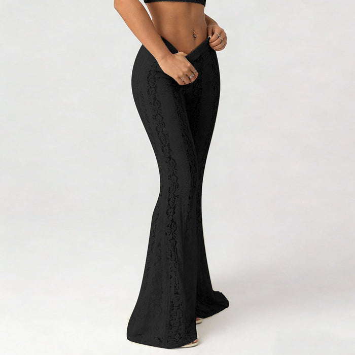 Lace See Through Micro Flare Pants GNZD 60372PBZ