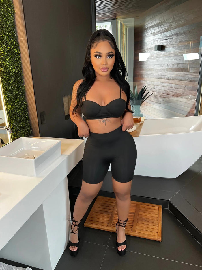 Solid Color Casual Camisole Shorts Two Piece Sets HMS 5532