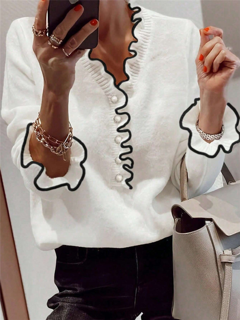 Pearl Button Sweater Pullover GZYF 1113