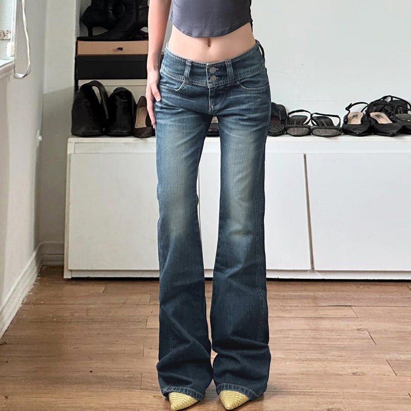 Vintage Low Rise Button Jeans GQLF 6666