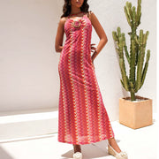 Printed Halterneck Backless Maxi Dress GNZD 11792
