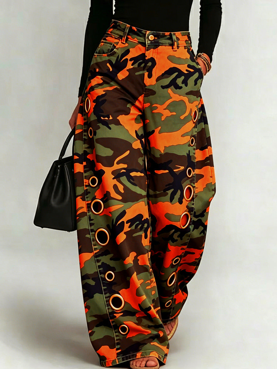 Camouflage Print Loose Jeans OD 8782