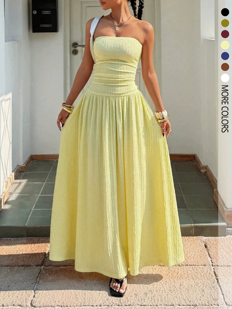 Solid Color Big Swing Tube Top Maxi Dress GSRX 8813