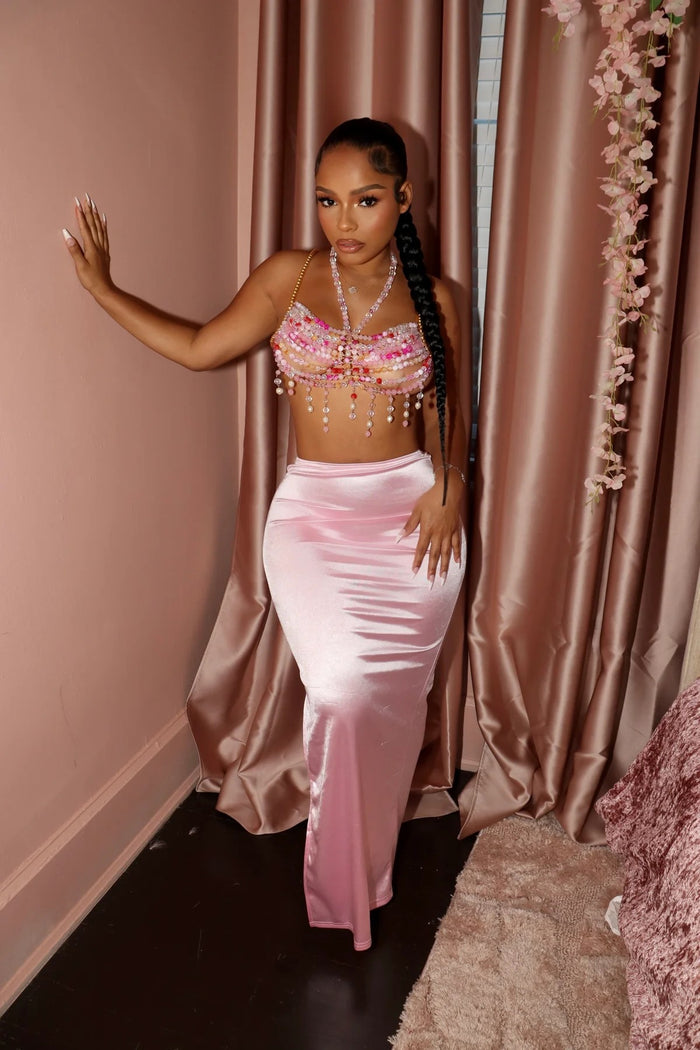 Solid Color High Waist Split Long Skirt GXHF M80211
