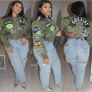 Fashion Long Sleeve Embroidered Aviator Jacket YNSF 2668