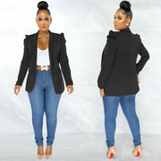 Solid Puff Sleeve Long Sleeve Blazer Coat BY 5932