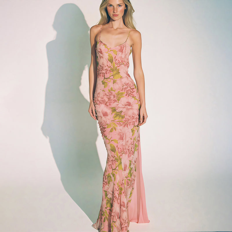 Sexy Print Sling Maxi Dress XEF K6D09965A