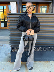 Black Short Down Cotton Jacket SH 391141
