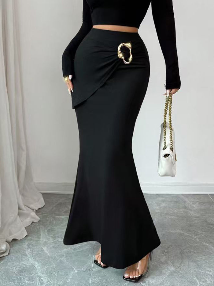 Solid Color Slim Long Fishtail Skirt GZJF ZJ6650