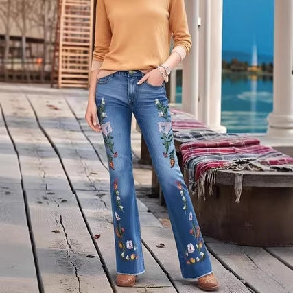 Embroidered Flared Jeans GXJF 6003