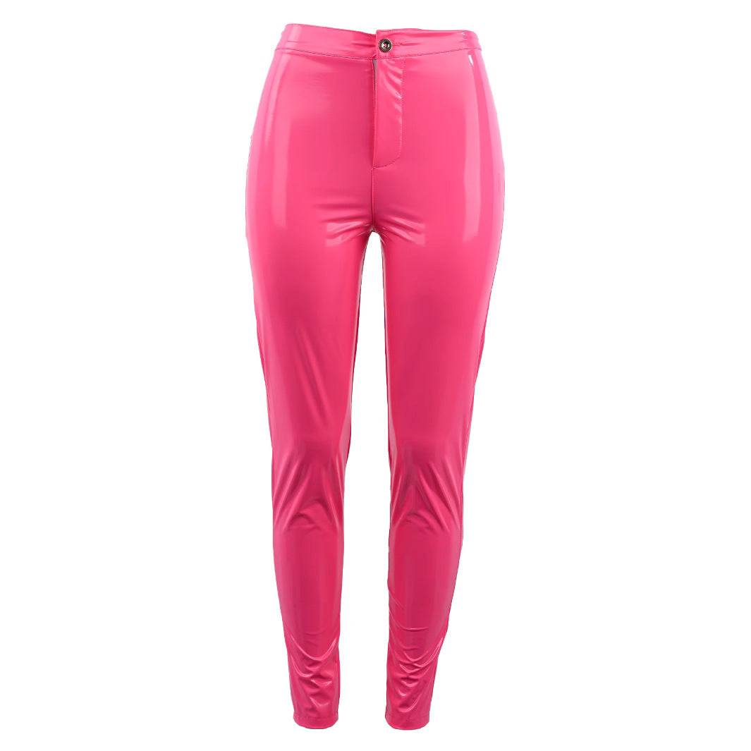 PU Leather Solid Color Tight Pant GPBY 15321