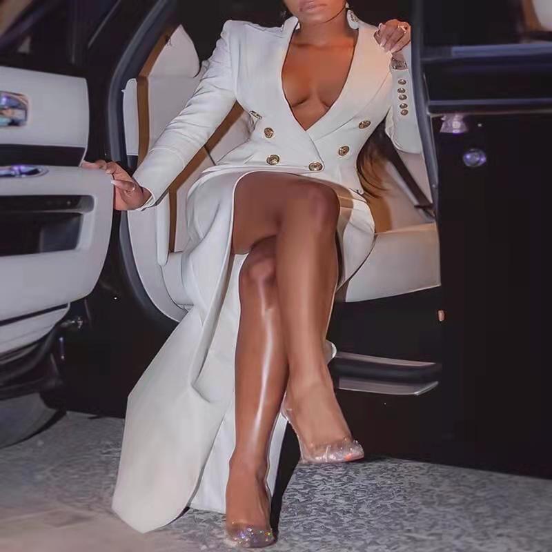 Plus Size Solid Color Long Sleeve Wind Coat GXYY 7083