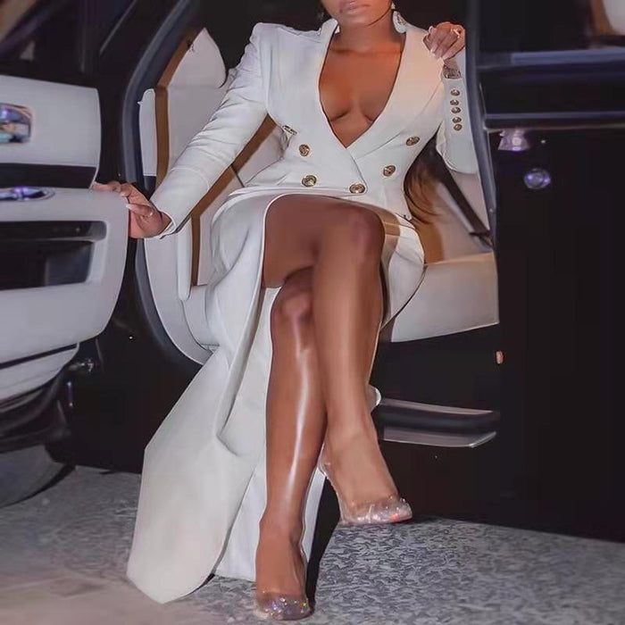 Plus Size Solid Color Long Sleeve Wind Coat GXYY 7083