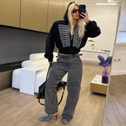 Zipper Hooded Long Sleeve Coat GZJQ K6C13111A