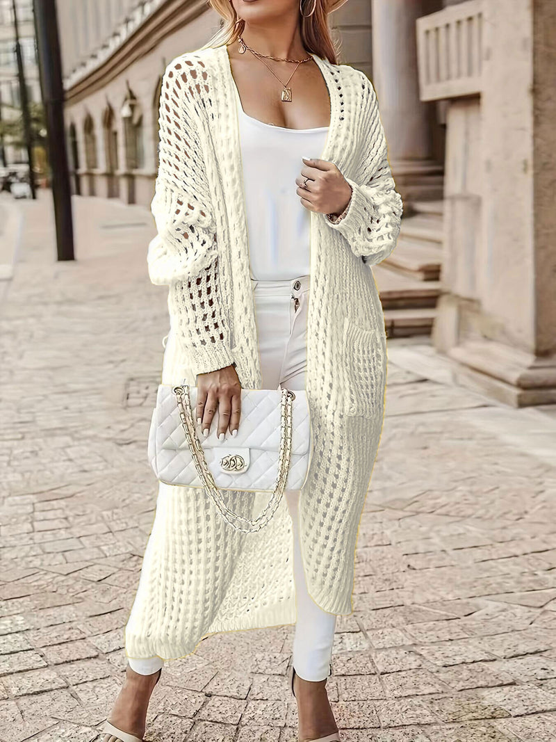 Solid Long Hollow Out Sweater Cardigan Coat FSXF 570