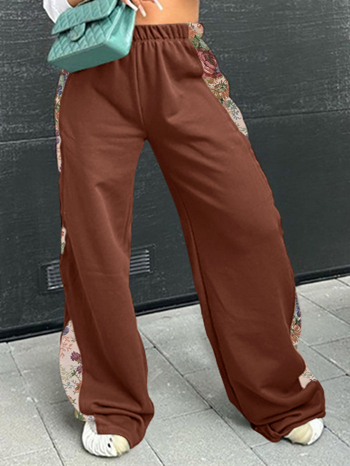 Fashion Print Splicing Loose Pant YH 5295