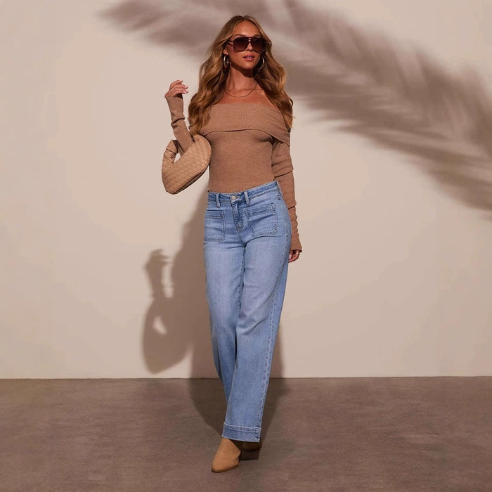 Solid Color Washed Staight Jeans XCFF 14165