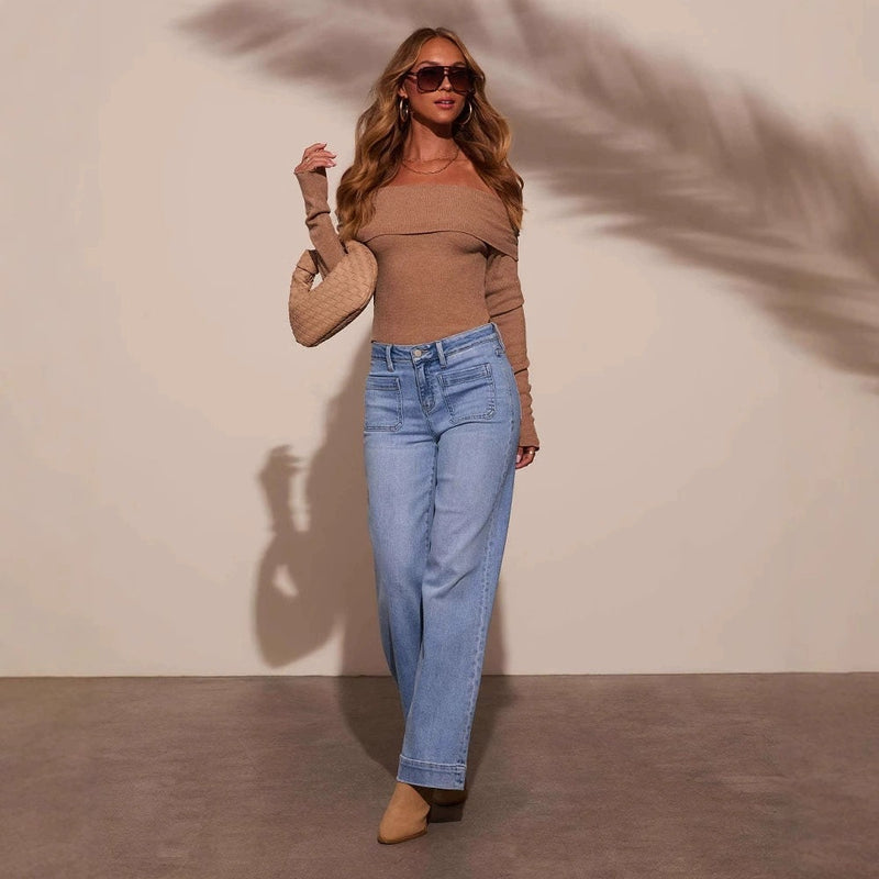 Solid Color Washed Staight Jeans XCFF 14165