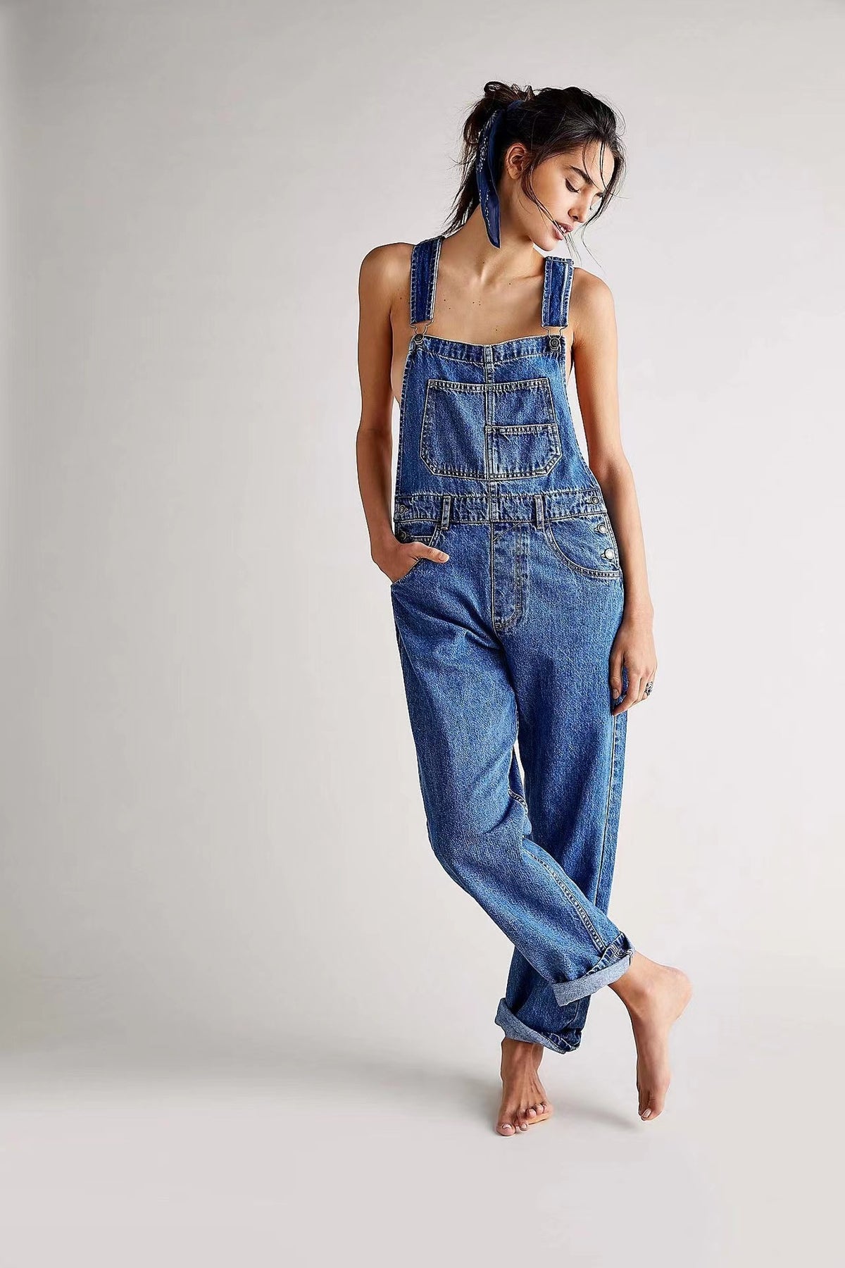 Casual Loose Fitting Denim Overalls GQLF 3256